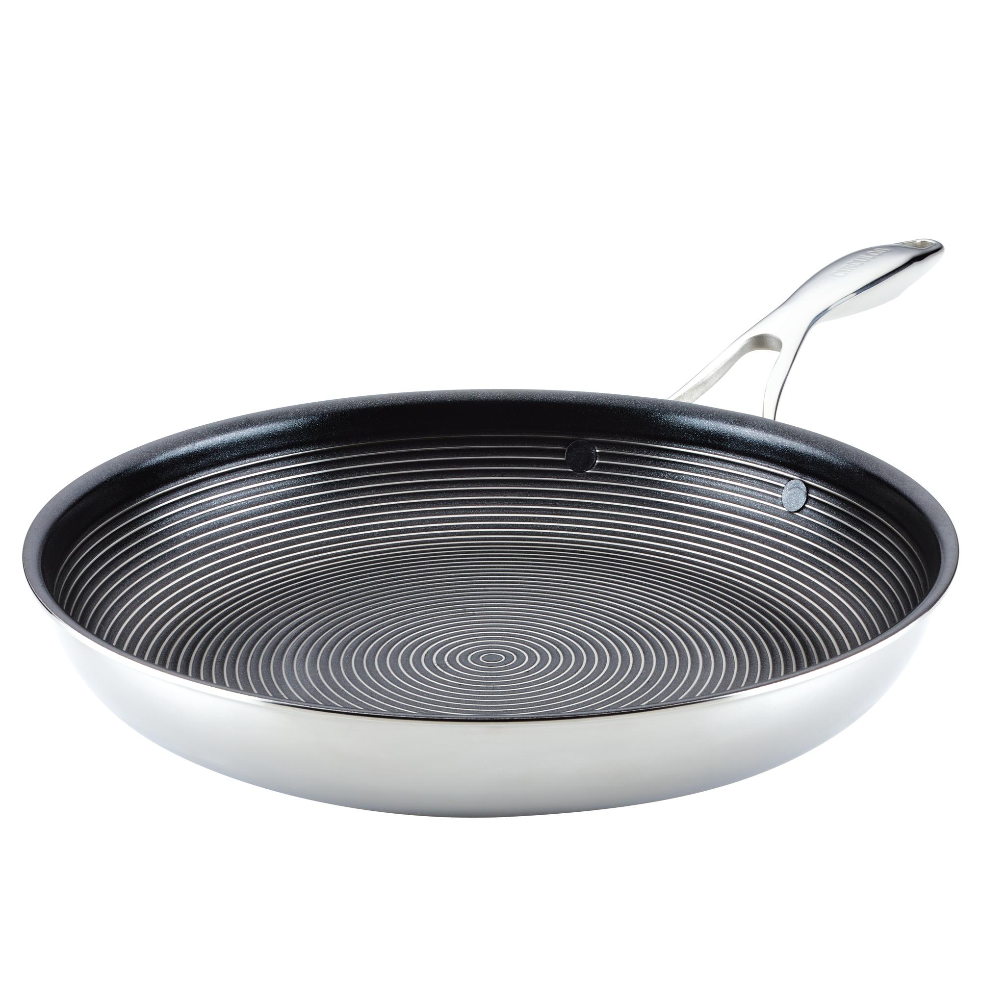 HEXCLAD hexclad 12 inch hybrid stainless steel griddle non stick fry pan  with stay-cool handle - pfoa free, dishwasher and oven safe