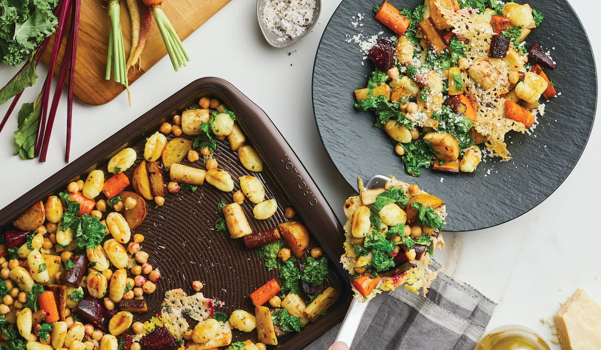 Crispy Parmesan Rainbow Vegetables