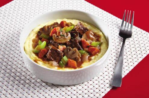 Beef Stew with Red Wine over Polenta