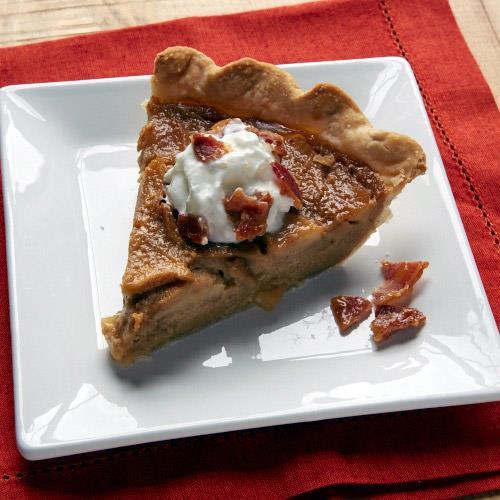Butterscotch Apple Pie with Candied Bacon Sprinkles