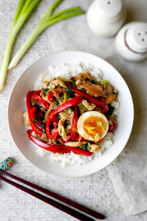 Chicken and Egg with Black Bean Sauce Stir-Fry