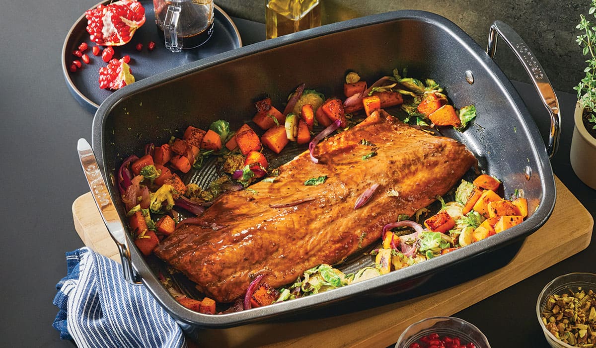 Pomegranate Glazed Salmon and Couscous Pilaf
