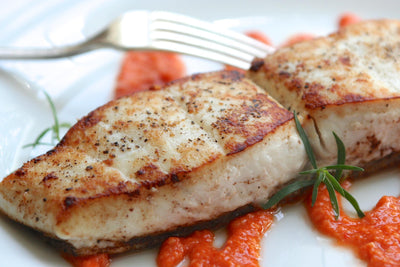 Pan Seared Halibut with Romesco Sauce