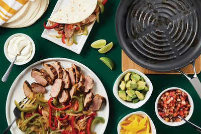 Pork Fajitas with Mango, Peppers, & Onions