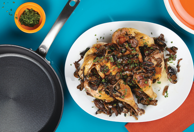 Spatchcocked Chicken with Truffle Butter and Mushrooms - Circulon