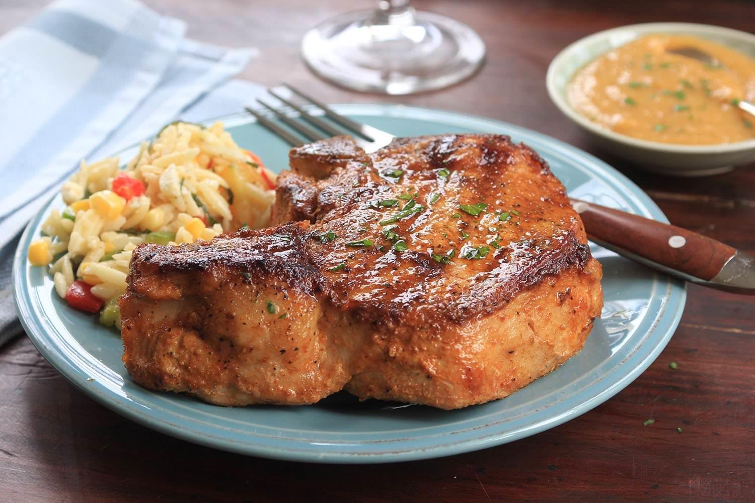 Double Cut Pork Chops With Peach Ketchup Circulon Cookware