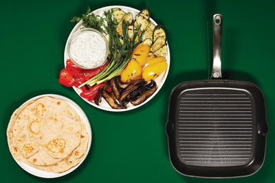 Homemade Naan with Grilled Vegetables and Tzatziki