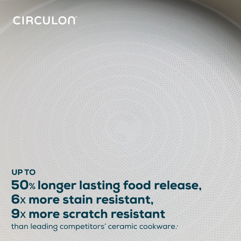 Close-up of Ceramic Nonstick 5-Quart Sauté Pan with laser-etching technology.