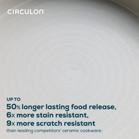 Close-up of Ceramic Nonstick 5-Quart Sauté Pan with laser-etching technology.