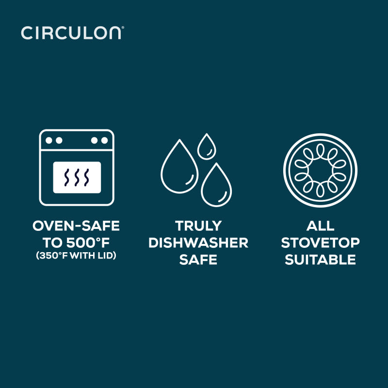 Icons and text highlight the stain-resistant Ceramic Nonstick 5-Quart Sauté Pan.
