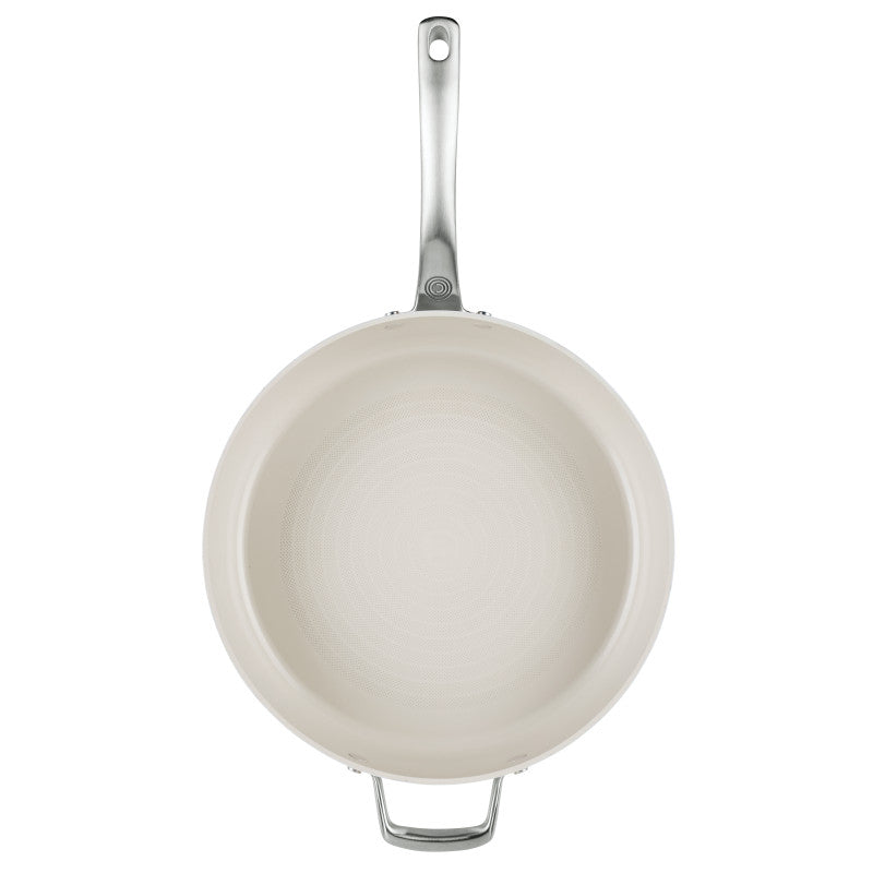 Top view of the Ceramic Nonstick 5-Quart Sauté Pan with a metal handle.