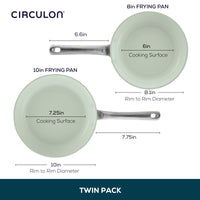 A close up of a Ceramic Nonstick 2-Piece Skillet Set.