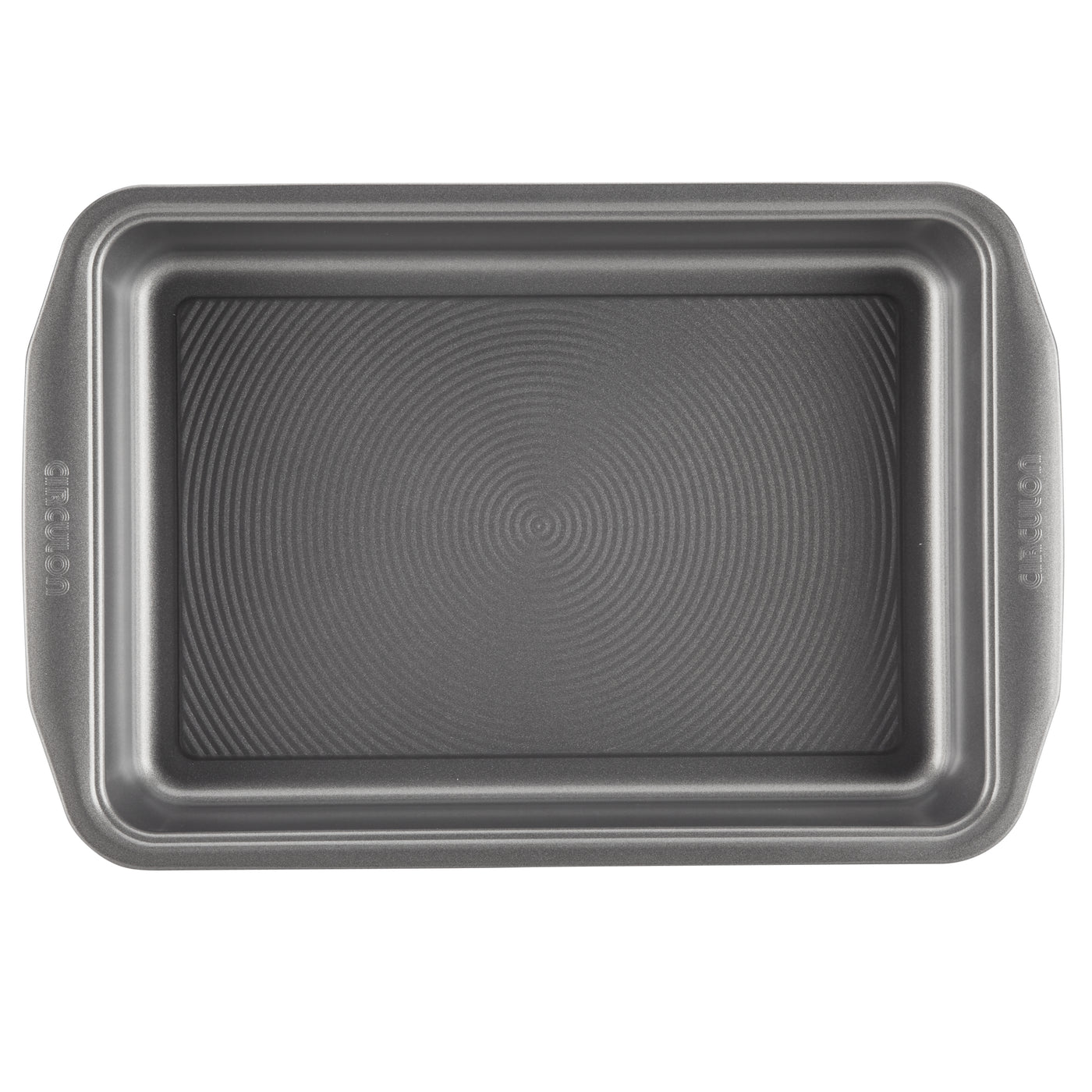 Empty rectangular baking pan with a non-stick surface.