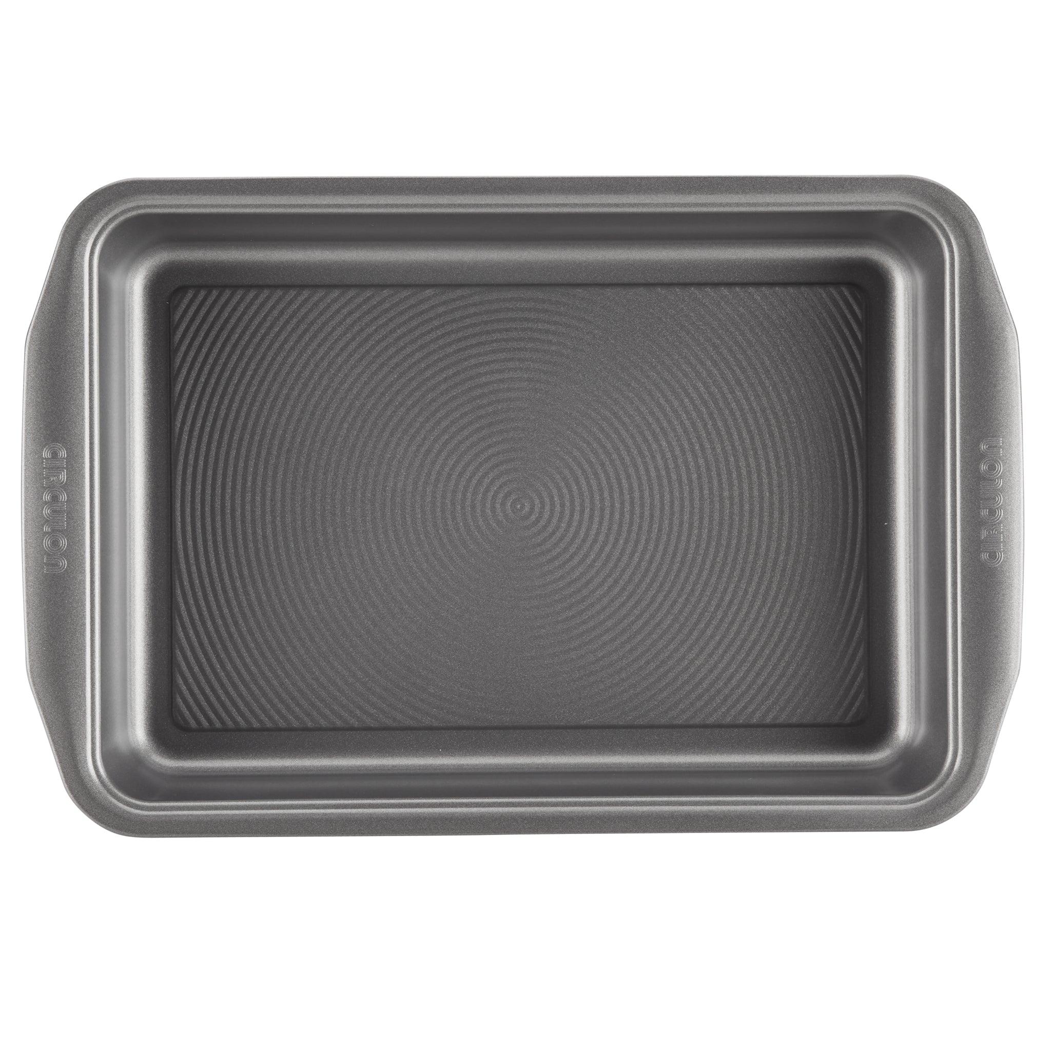 Empty rectangular baking pan with a non-stick surface.