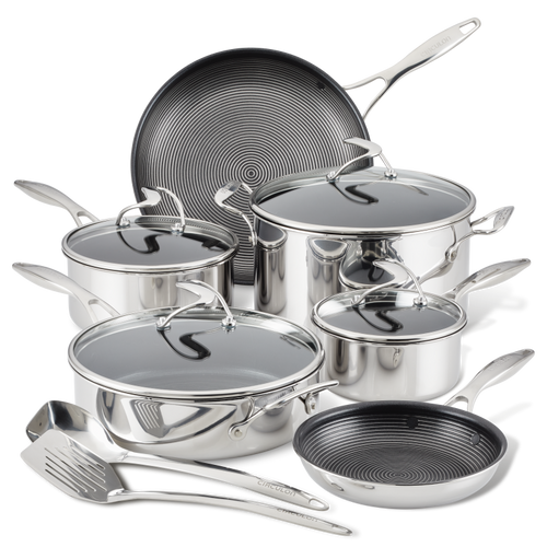 10-Piece Stainless Steel Cookware Set with 2-Piece Bonus Utensil Set
