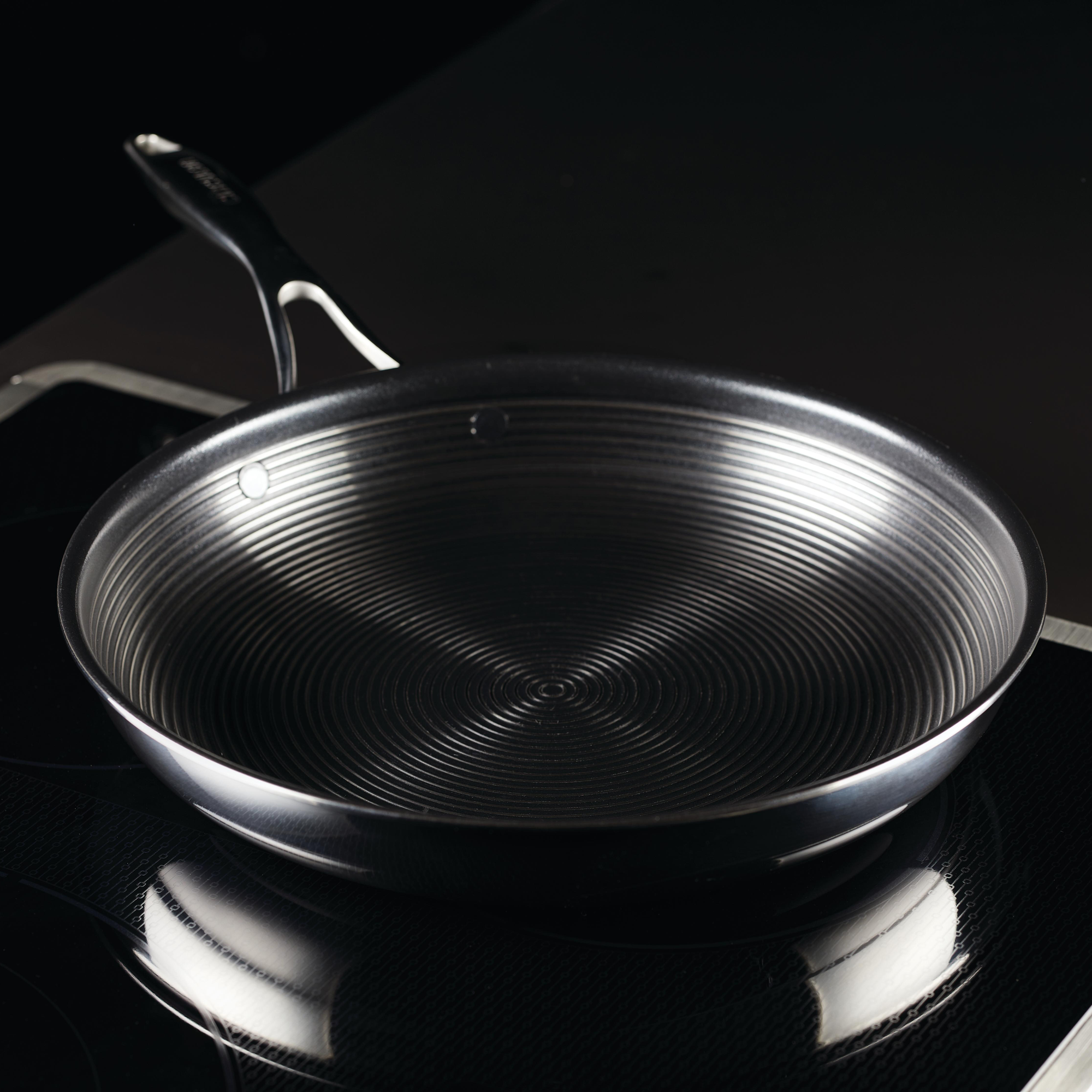  Black Cube Stainless Steel 12.5-inch Frying Pan, 3 Ply  Professional Grade Steel Skillet, Sliver, Dishwasher Safe.: Home & Kitchen