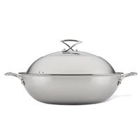 Wok with Glass Lid and Hybrid SteelShield Technology