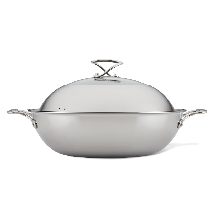 Wok with Glass Lid and Hybrid SteelShield Technology