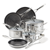 11-Piece Clad Stainless Steel and Hybrid Nonstick Cookware Set
