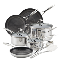 11-Piece Clad Stainless Steel and Hybrid Nonstick Cookware Set