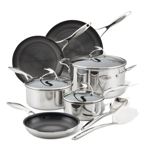 11-Piece Clad Stainless Steel and Hybrid Nonstick Cookware Set