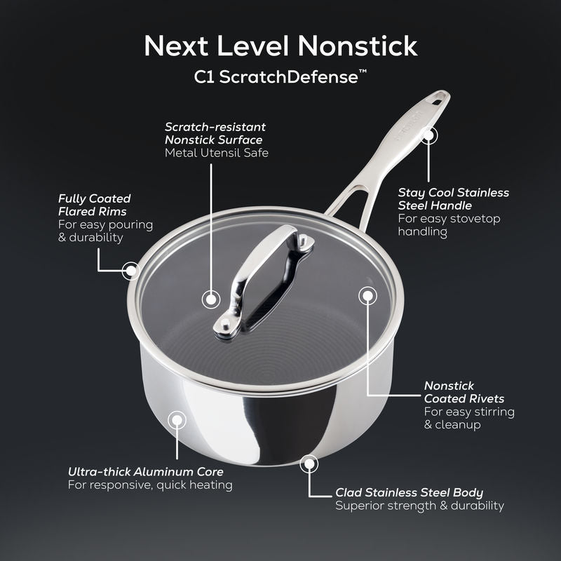 3-Quart ScratchDefense™ C1 Nonstick Sauce Pan with Lid – Circulon