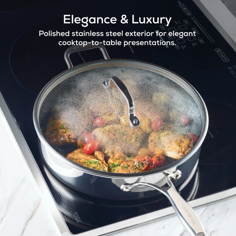 5-Quart ScratchDefense™ C1 Nonstick Sauté Pan with Lid and Helper