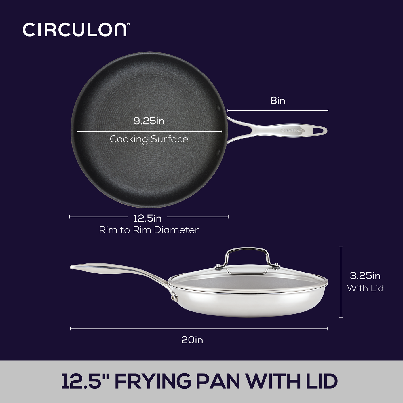 12.5-Inch ScratchDefense™ C1 Nonstick Frying Pan with Lid – Circulon