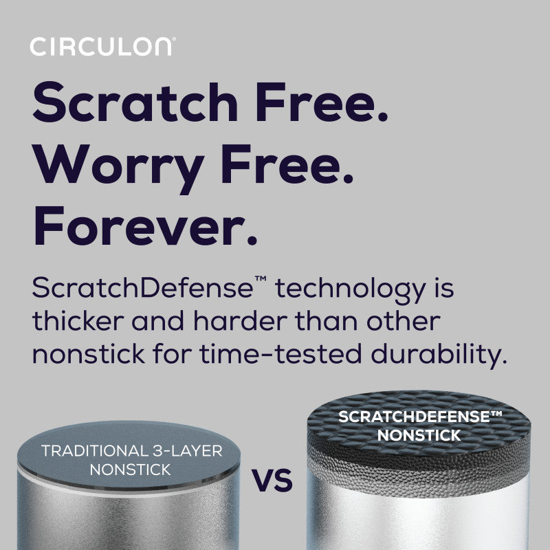 C1 ScratchDefense 7-Qt Braiser vs 3-layer nonstick: cooking surface comparison.