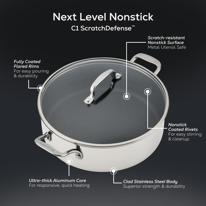 Nonstick 7-Quart Braiser with Lid – Circulon
