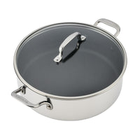 C1 Series ScratchDefense Nonstick 7-Quart Braiser with glass lid and handles.