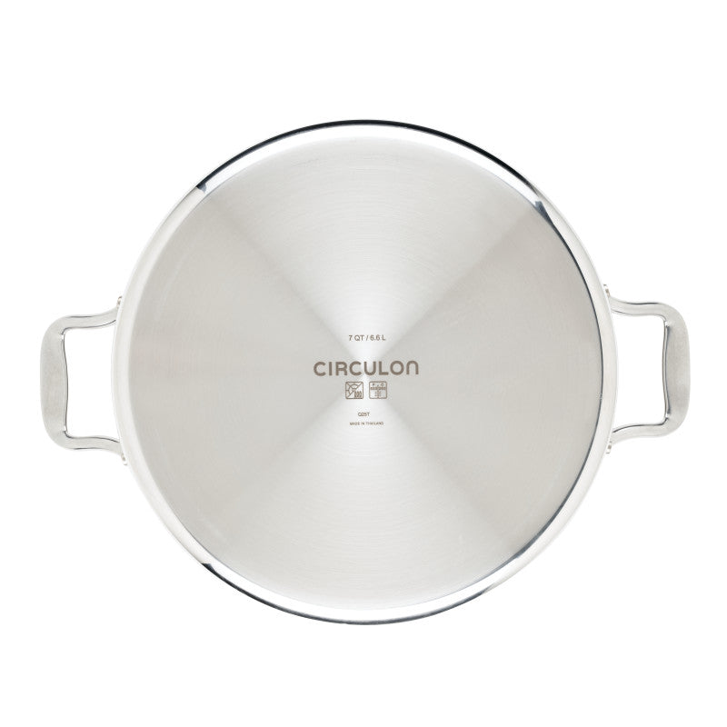 Top view of C1 Series ScratchDefense Nonstick 7-Quart Braiser with handles.