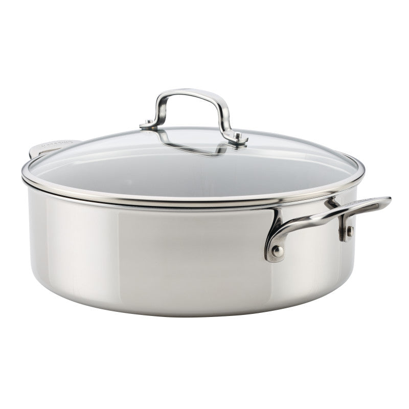 C1 Series ScratchDefense Nonstick 7-Quart Braiser with Lid, silver finish.