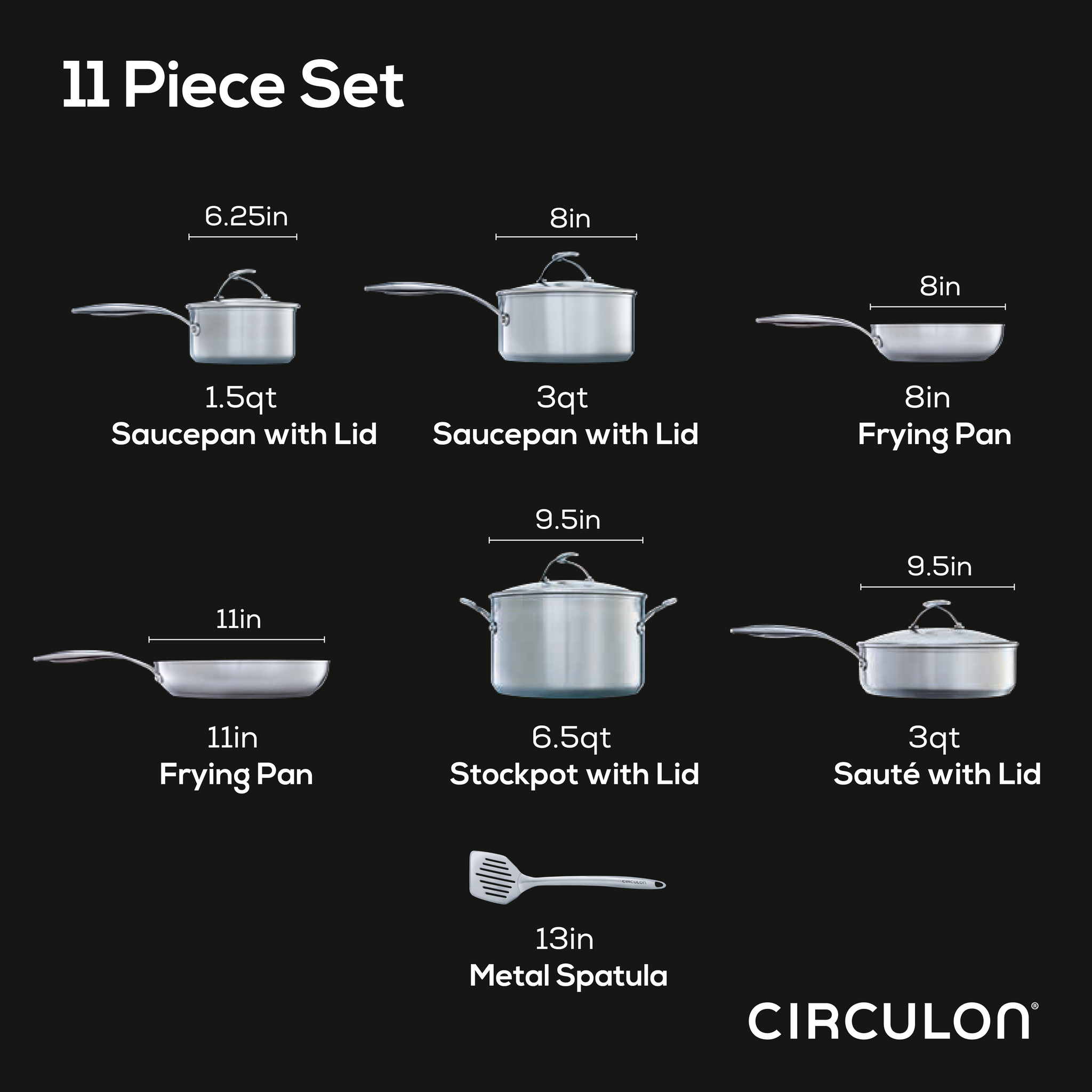 11 Pieces Stainless Steel Kitchen Cookware Set with Gold Stay-Cool Handles  - Costway
