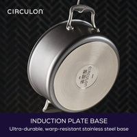 The 5-Quart ScratchDefense Dutch Oven shows its stainless steel base.