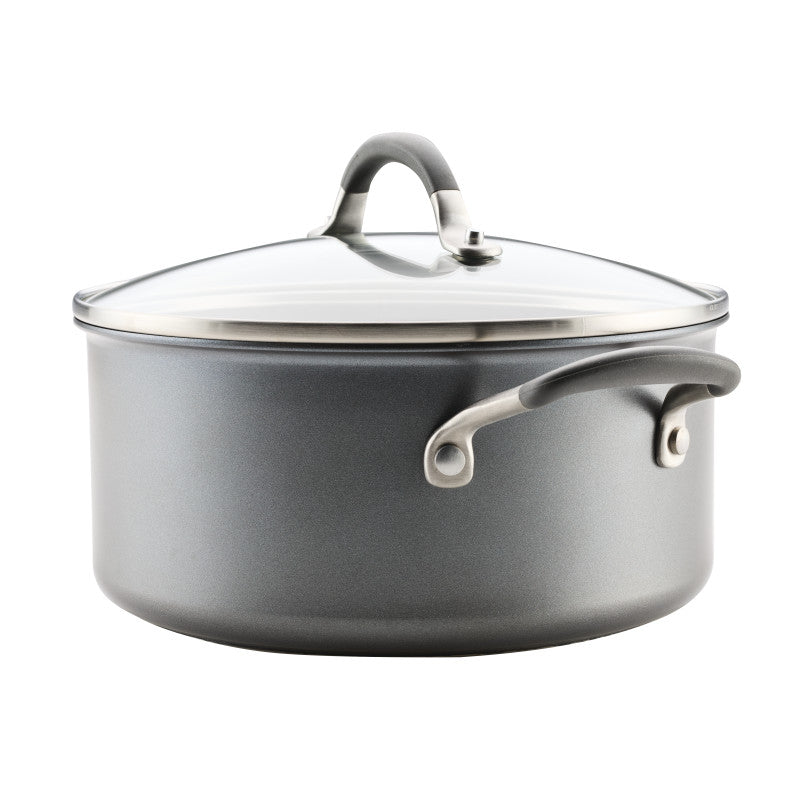 A close-up of a 5-Quart ScratchDefense Nonstick Dutch Oven with Lid.