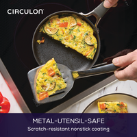 Cook veggie frittata in 6.25-Inch Open Skillet with metal spatula.