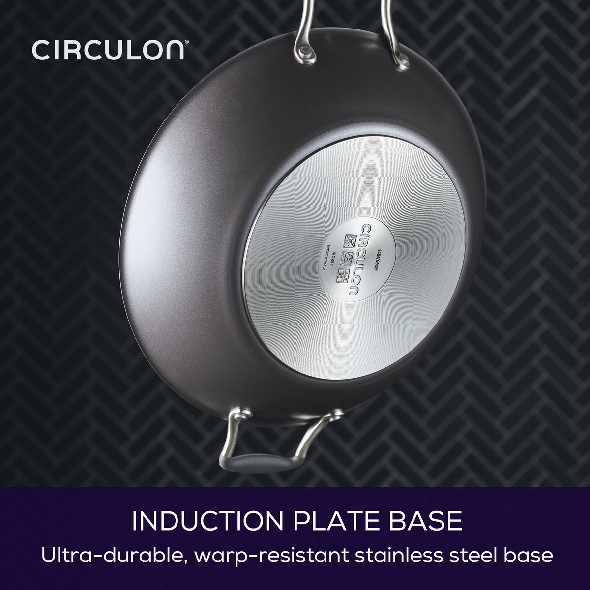 Bottom view of 14" A1 ScratchDefense™ Nonstick Wok with induction base.