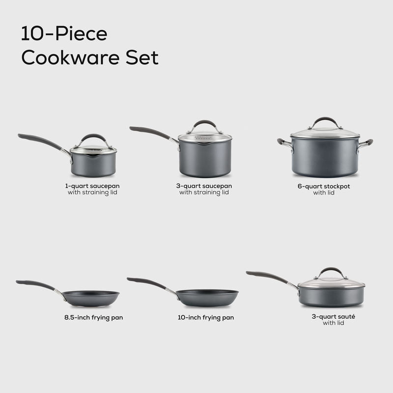 10-Piece Scratch Proof Nonstick Cookware Set | A1 Series | Circulon
