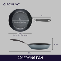 Diagram of a Circulon 10" frying pan with measurements.