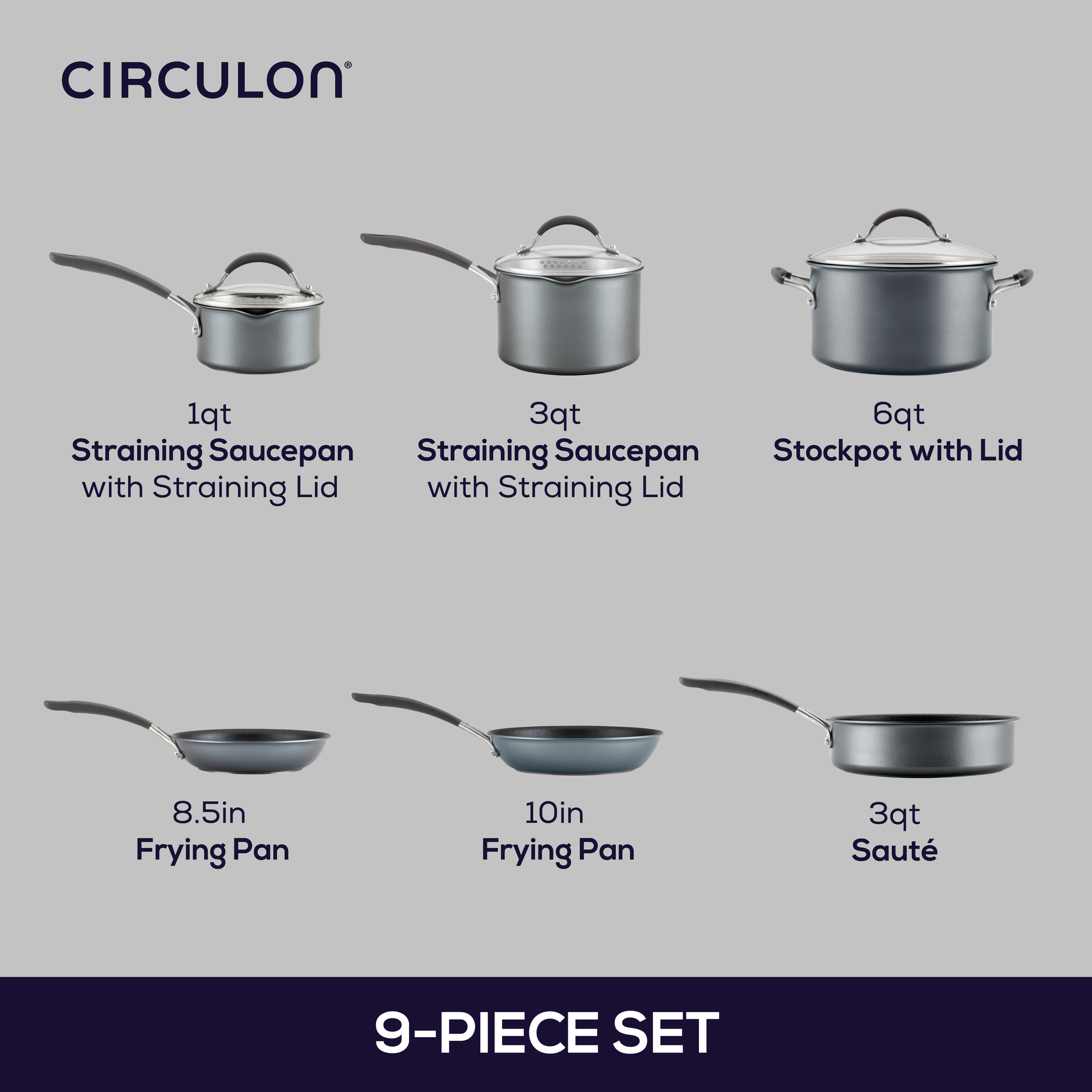 3-Piece Perfect Results Premium Nonstick Springform Pan Set, (8, 9