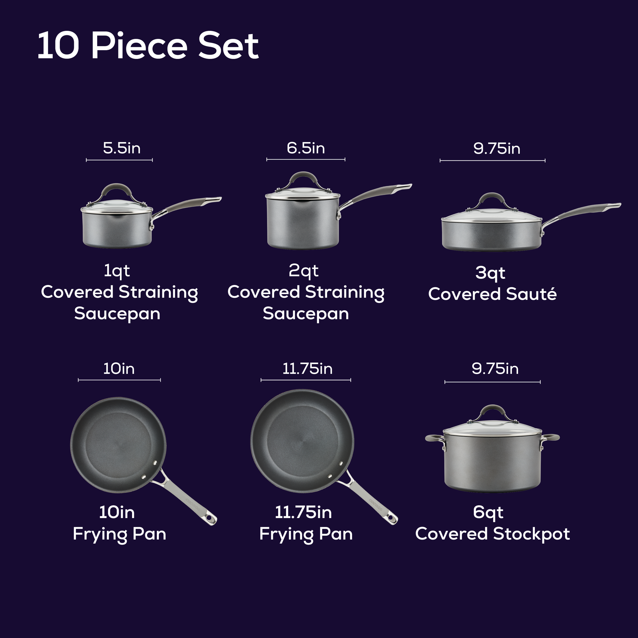 Circulon A1 Series 10-Piece Aluminum Nonstick Cookware Set in