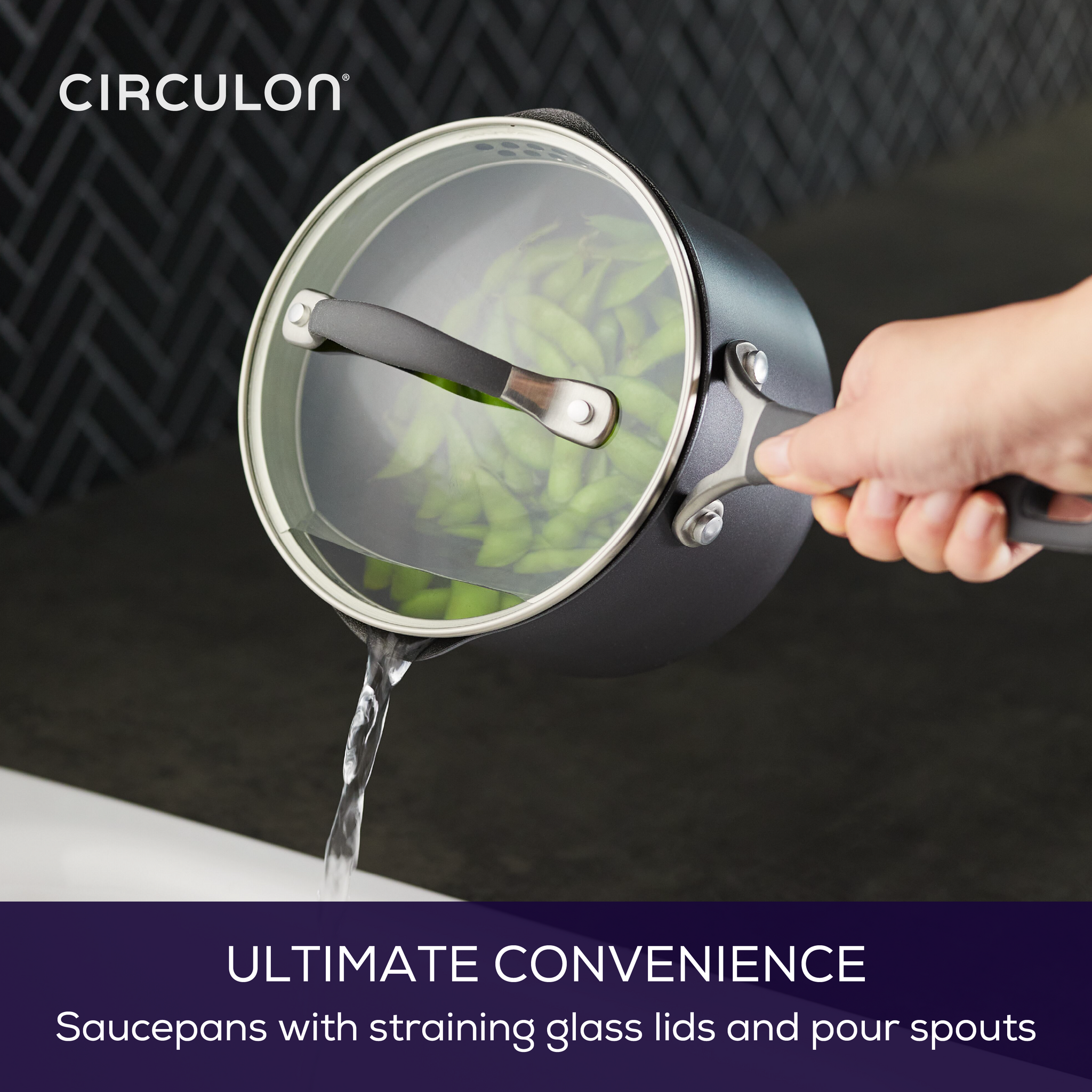 Circulon A1 Series ScratchDefense Nonstick Induction Straining Sauce Pan with Lid, 2qt, Graphite