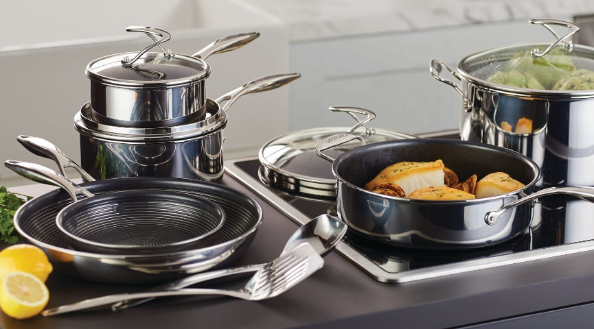 Circulon SteelShield S-Series 10pc Stainless Steel Nonstick Cookware Set w/  Bonus Spatula