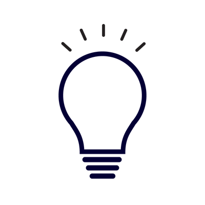 Icon of a light bulb with rays indicating illumination.