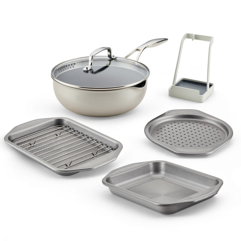 Infinity Pan with ScratchDefense™ 7-Piece Nonstick Cookware & Toaster Oven Bakeware Bundle