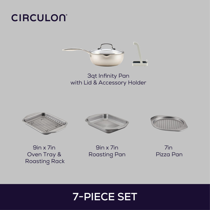 Infinity Pan with ScratchDefense™ 7-Piece Nonstick Cookware & Toaster Oven Bakeware Bundle