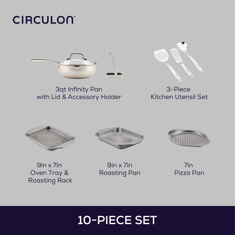 Infinity Pan with ScratchDefense™ 10-Piece Nonstick Cookware, Bakeware & Utensil Bundle