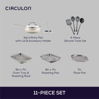 Infinity Pan with ScratchDefense™ 11-Piece Nonstick Cookware, Bakeware & Silicone Tools Bundle