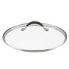 Circulon A1 ScratchDefense™ 12" lid, metal rim, black handle, domed glass.